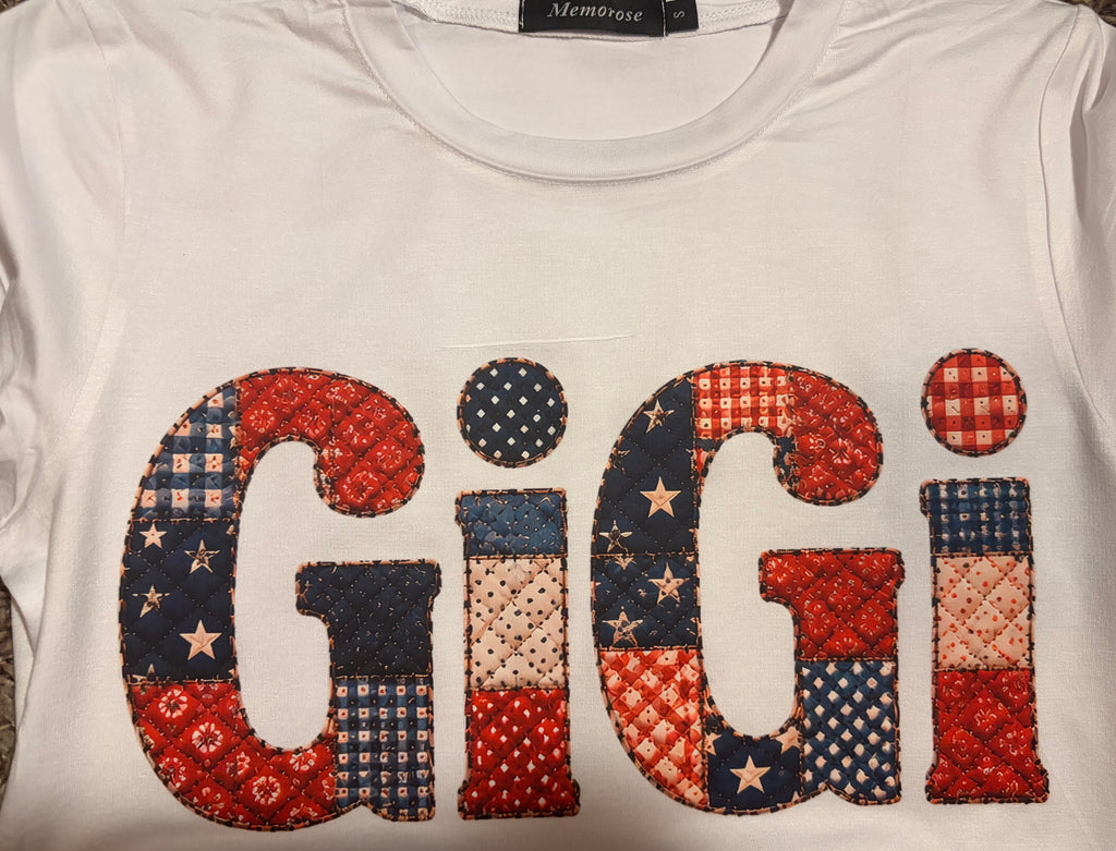 Personalized Patriotic Patchwork Name Shirt | Custom Fourth of July Tee | USA Name Shirt