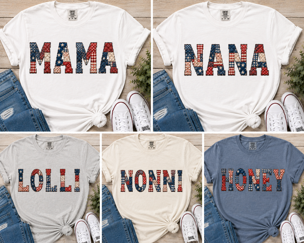 Personalized Patriotic Patchwork Name Shirt | Custom Fourth of July Tee | USA Name Shirt