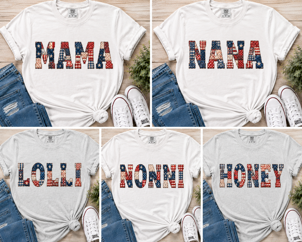 Personalized Patriotic Patchwork Name Shirt | Custom Fourth of July Tee | USA Name Shirt